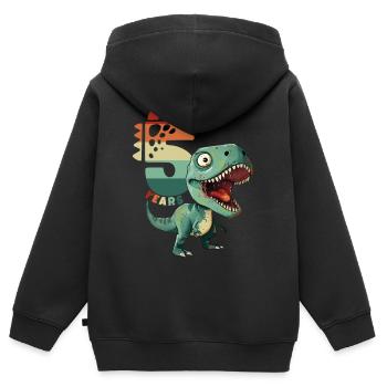 T-Rex Tyrannosaurus 5 Jahre 5. Geburtstag Geschenk - Kinder Premium Organic Zip Hoodie - Schwarz - Hinten - AI Model Kid Male (0cm)