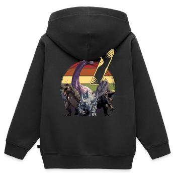 Coole Dinosaurier 7 Jahre 7. Geburtstag Geschenk - Kinder Premium Organic Zip Hoodie - Schwarz - Hinten - AI Model Kid Male (0cm)