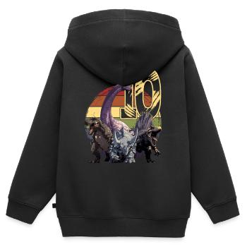 Cool dinosaure 10 ans 10e anniversaire cadeau - Sweat Premium à capuche zippé enfant bio - noir - Dos - AI Model Kid Male (0cm)