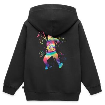 Lancer de javelot Colorsplash Lancer de javelot - Sweat Premium à capuche zippé enfant bio - noir - Dos - AI Model Kid Male (0cm)