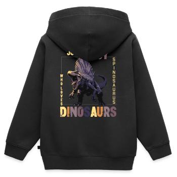 Juste un garçon qui aime les dinosaures Spinosaurus - Sweat Premium à capuche zippé enfant bio - noir - Dos - AI Model Kid Male (0cm)