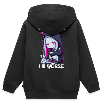 Not Like Other Girls Goth Bunny Kawaii Edgy Grunge - Kinder Premium Organic Zip Hoodie - Schwarz - Hinten - AI Model Kid Male (0cm)