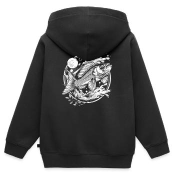 Fisch Grafik - Kinder Premium Organic Zip Hoodie - Schwarz - Hinten - AI Model Kid Male (0cm)