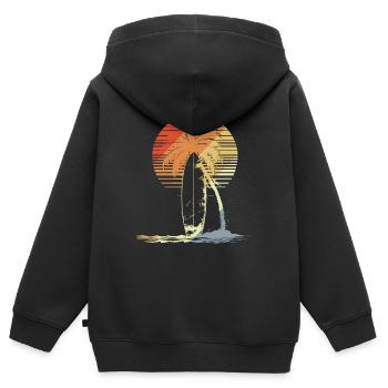 Planche de surf Vintage - Sweat Premium à capuche zippé enfant bio - noir - Dos - AI Model Kid Male (0cm)