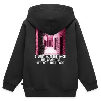 Lustig Pixelart Pixel Grafik Sarkasmus Geschenk - Kinder Premium Organic Zip Hoodie - Schwarz - Hinten - AI Model Kid Male (0cm)
