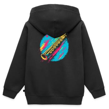 Flûte - Sweat Premium à capuche zippé enfant bio - noir - Dos - AI Model Kid Male (0cm)
