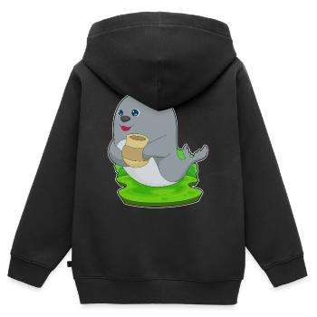 Vase de sceau - Sweat Premium à capuche zippé enfant bio - noir - Dos - AI Model Kid Male (0cm)