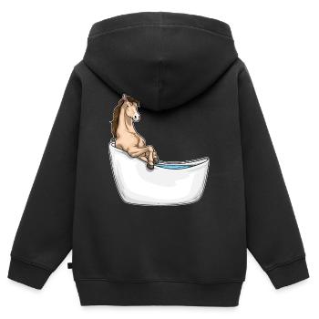 Baignoire pour chevaux - Sweat Premium à capuche zippé enfant bio - noir - Dos - AI Model Kid Male (0cm)