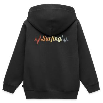 Surfen Kardiogramm - Kinder Premium Organic Zip Hoodie - Schwarz - Hinten - AI Model Kid Male (0cm)