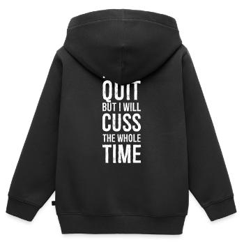 Ich werde nicht aufgeben, aber ich werde fluchen - Kinder Premium Organic Zip Hoodie - Schwarz - Hinten - AI Model Kid Male (0cm)
