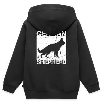 German Shepherd - Kids Premium Organic Zip-up Hoodie - black - Back - AI Model Kid Male (0cm)