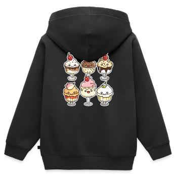 Eiscreme Karikatur - Kinder Premium Organic Zip Hoodie - Schwarz - Hinten - AI Model Kid Male (0cm)