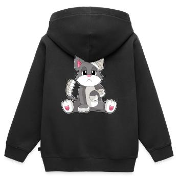 Bandage pour chat - Sweat Premium à capuche zippé enfant bio - noir - Dos - AI Model Kid Male (0cm)
