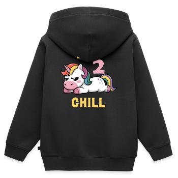 Born 2 Chill, lustiger Einhorn Spruch - Kinder Premium Organic Zip Hoodie - Schwarz - Hinten - AI Model Kid Male (0cm)