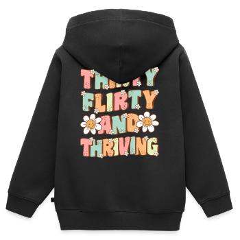 Dreißig Flirty und Blühende Groovy 30. Geburtstag - Kinder Premium Organic Zip Hoodie - Schwarz - Hinten - AI Model Kid Male (0cm)