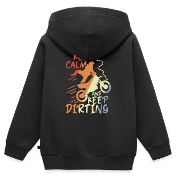 Keep Calm and Keep Dirting - Kinder Premium Organic Zip Hoodie - Schwarz - Hinten - AI Model Kid Male (0cm)