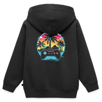 Videospiele Vaporwave - Kinder Premium Organic Zip Hoodie - Schwarz - Hinten - AI Model Kid Male (0cm)