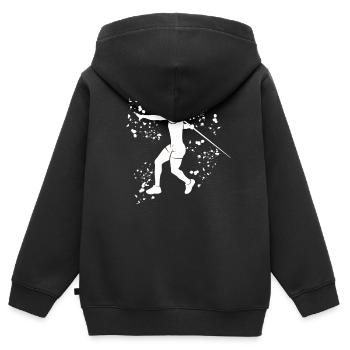 Lancer de javelot Colorsplash Lancer de javelot - Sweat Premium à capuche zippé enfant bio - noir - Dos - AI Model Kid Male (0cm)