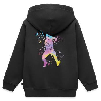 Lancer de javelot Colorsplash Lancer de javelot - Sweat Premium à capuche zippé enfant bio - noir - Dos - AI Model Kid Male (0cm)