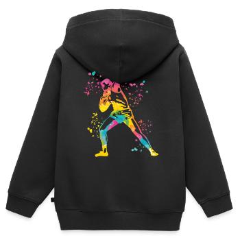 Lanceur de poids Colorsplash Lancer de poids - Sweat Premium à capuche zippé enfant bio - noir - Dos - AI Model Kid Male (0cm)