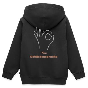 Nur Gebärdensprache - Kinder Premium Organic Zip Hoodie - Schwarz - Hinten - AI Model Kid Male (0cm)