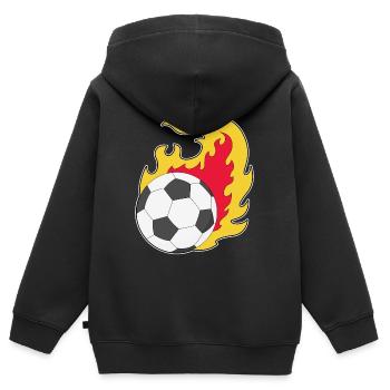 Feuerball Fußball - Kinder Premium Organic Zip Hoodie - Schwarz - Hinten - AI Model Kid Male (0cm)