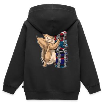 Meerkat Poker Jetons de poker - Sweat Premium à capuche zippé enfant bio - noir - Dos - AI Model Kid Male (0cm)