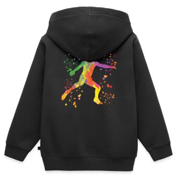 Diskuswerfer Colorsplash Diskuswurf - Kinder Premium Organic Zip Hoodie - Schwarz - Hinten - AI Model Kid Male (0cm)