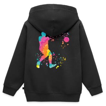 Lanceur de marteau Colorsplash Lancer de marteau - Sweat Premium à capuche zippé enfant bio - noir - Dos - AI Model Kid Male (0cm)