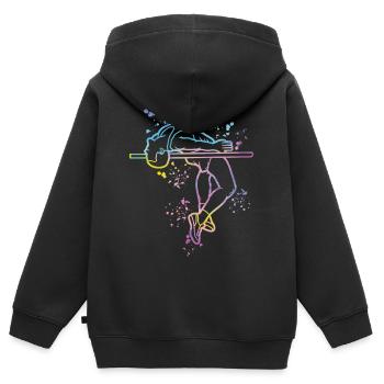 Saut en hauteur Aquarelle Saut en hauteur - Sweat Premium à capuche zippé enfant bio - noir - Dos - AI Model Kid Male (0cm)