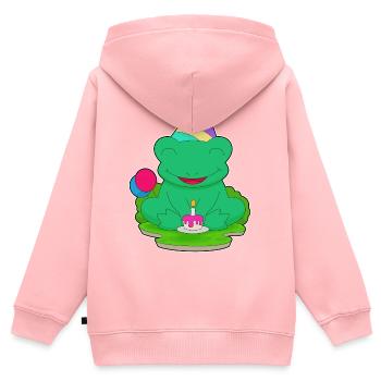 Frosch Geburtstag Partyhut - Kinder Premium Organic Zip Hoodie - Rosa - Hinten - AI Model Kid Female (0cm)