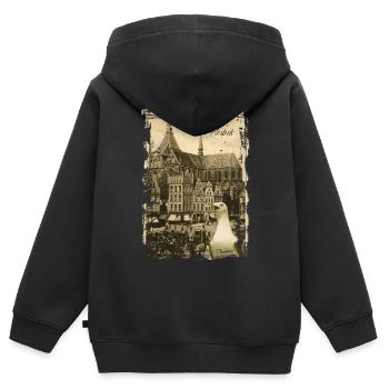 Altes Rostock - Neuer Markt - Kinder Premium Organic Zip Hoodie - Schwarz - Hinten - AI Model Kid Male (0cm)