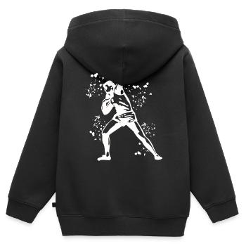 Lanceur de poids Colorsplash Lancer de poids - Sweat Premium à capuche zippé enfant bio - noir - Dos - AI Model Kid Male (0cm)