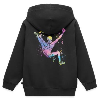 Boulderer Colorsplash Boulder Bouldern - Kinder Premium Organic Zip Hoodie - Schwarz - Hinten - AI Model Kid Male (0cm)