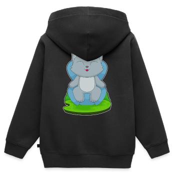 Katze Sessel - Kinder Premium Organic Zip Hoodie - Schwarz - Hinten - AI Model Kid Male (0cm)