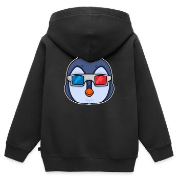 Pinguin 3D Brille Kino - Kinder Premium Organic Zip Hoodie - Schwarz - Hinten - AI Model Kid Male (0cm)