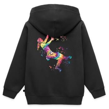 Boulderer Colorsplash Boulder Bouldern - Kinder Premium Organic Zip Hoodie - Schwarz - Hinten - AI Model Kid Male (0cm)