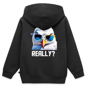 Really - Seagull with sunglasses - Kids Premium Organic Zip-up Hoodie - black - Back - AI Model Kid Male (0cm)