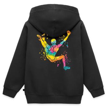 Boulderer Colorsplash Boulder Bouldering - Kids Premium Organic Zip-up Hoodie - black - Back - AI Model Kid Male (0cm)