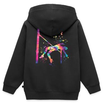 Saut en hauteur Aquarelle Saut en hauteur - Sweat Premium à capuche zippé enfant bio - noir - Dos - AI Model Kid Male (0cm)