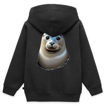 Beau joint - Sweat Premium à capuche zippé enfant bio - noir - Dos - AI Model Kid Male (0cm)