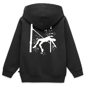 Saut en hauteur Aquarelle Saut en hauteur - Sweat Premium à capuche zippé enfant bio - noir - Dos - AI Model Kid Male (0cm)
