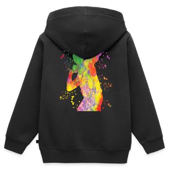 Lanceur de poids Colorsplash Lancer de poids - Sweat Premium à capuche zippé enfant bio - noir - Dos - AI Model Kid Male (0cm)
