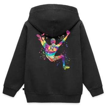 Boulderer Colorsplash Boulder Bouldern - Kinder Premium Organic Zip Hoodie - Schwarz - Hinten - AI Model Kid Male (0cm)