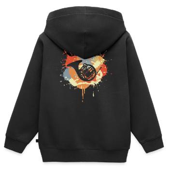 Horn Zeichnung - Kinder Premium Organic Zip Hoodie - Schwarz - Hinten - AI Model Kid Male (0cm)