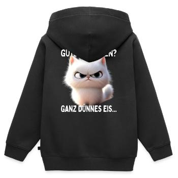 Guten Morgen Ganz Dünnes Eis Morgenmuffel Katzen - Kinder Premium Organic Zip Hoodie - Schwarz - Hinten - AI Model Kid Male (0cm)
