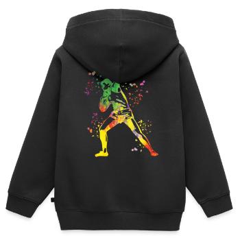 Lanceur de poids Colorsplash Lancer de poids - Sweat Premium à capuche zippé enfant bio - noir - Dos - AI Model Kid Male (0cm)