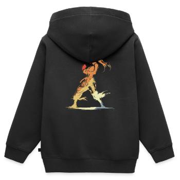 Vintage Kickboxer - Sweat Premium à capuche zippé enfant bio - noir - Dos - AI Model Kid Male (0cm)