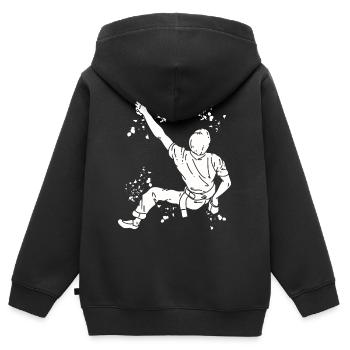 Boulderer Colorsplash Boulder Bouldern - Kinder Premium Organic Zip Hoodie - Schwarz - Hinten - AI Model Kid Male (0cm)