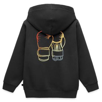 Gants de boxe vintage - Sweat Premium à capuche zippé enfant bio - noir - Dos - AI Model Kid Male (0cm)